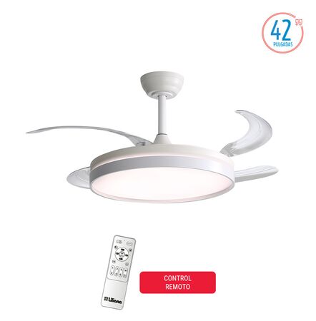 Ventilador de Techo LILIANA VTHB603R retractil blanco 4 palas