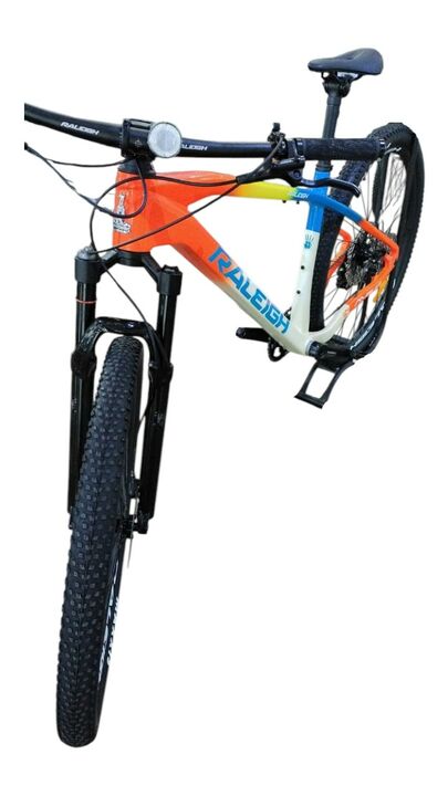 Bicicleta Raleigh Mojave 8.0 - Talle 18" - Blanco-Naranja-A-V - Cuadro de CARBONO - Frenos a discos Hidraulicos - Monoplato 1x12 - Rodado 29 MTB _ Linea 2026 - Vista 3
