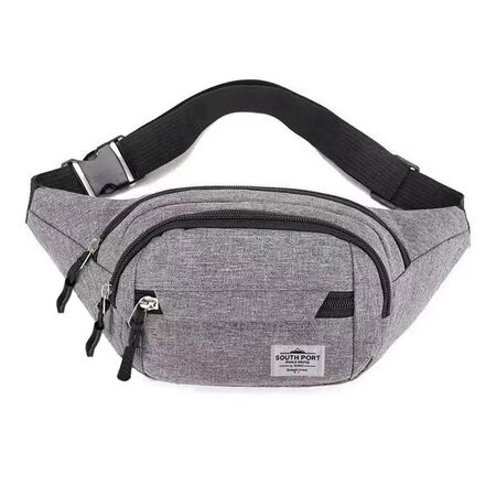 Riñonera Bandolera Gris South Port Ajustable con Cierres