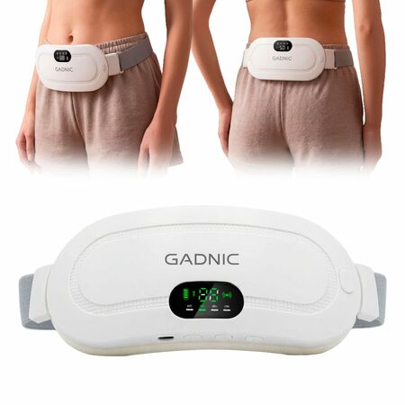 Masajeador Abdominal GADNIC Alivio Menstrual Calor Terapéutico Recargable (Color Blanco)