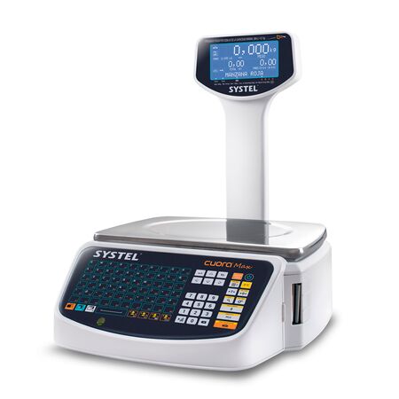 Balanza Comercial Systel Cuora Max Con Mastil Ticket Etiqueta 30kg USB Bandeja Acero Inox
