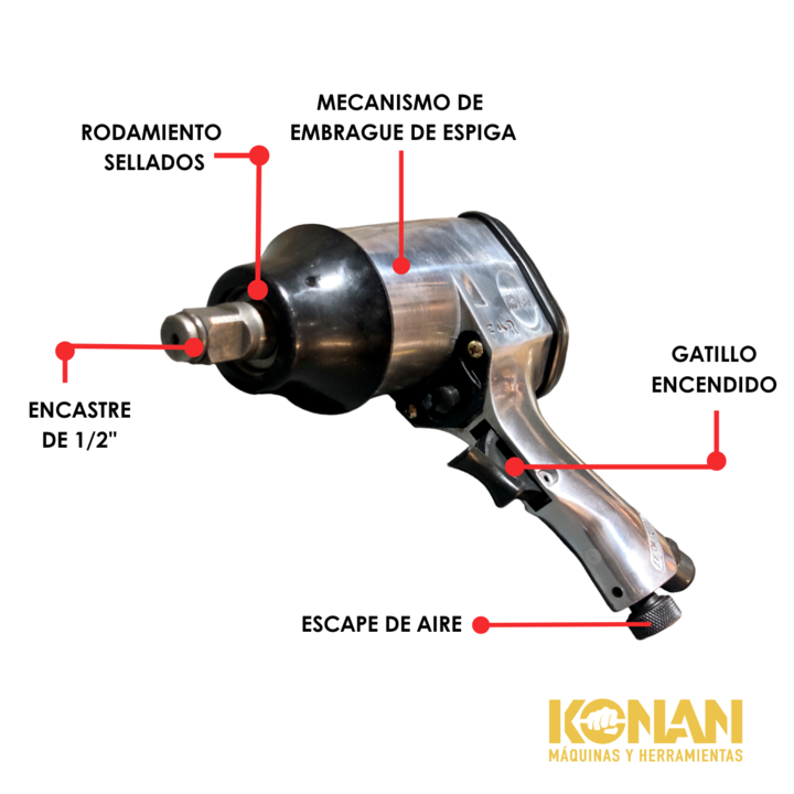 Kit De Herramientas Neumáticas Prof 71 Pcz Konan - Vista 5