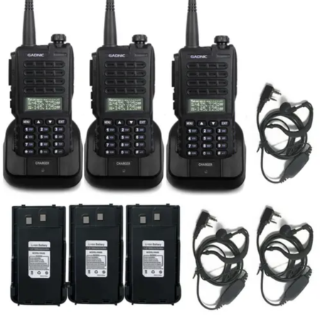 Handy Gadnic WK88 Kit x3 Bi-Banda 10w 128CH Hasta 12km + 6 Baterías y 3 Manos Libres