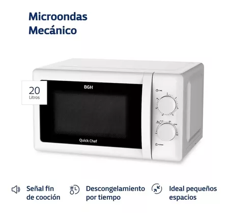 Microondas BGH B120M20 Mecnico Quick Chef Blanco 20 Litros