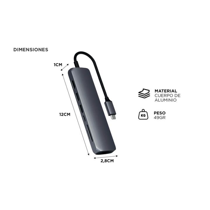 Hub Satechi 6-in-1 USB-C Slim Multiport Adapter - Vista 6