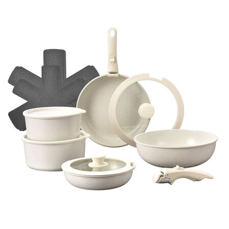 Batería de Cocina Set de Ollas y Sartenes Gadnic Aluminio Antiadherente Mango Desmontable Cacerola