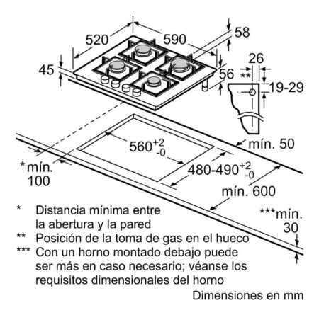 Anafe a gas BOSCH NEGRO 4 hornallas 60 cm 