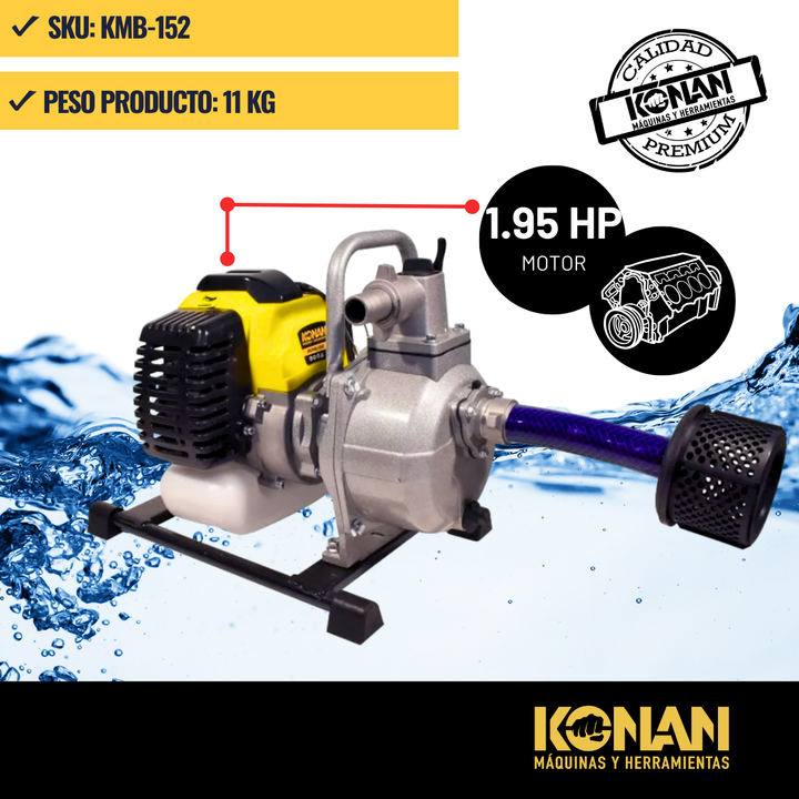 Motobomba Agua Naftera 1 Pulgada 1,95 Hp Succion 52cc Konan - Vista 3