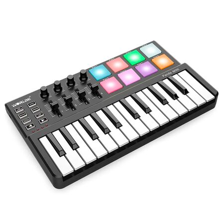 Mini Teclado Wordle Panda Mini 25 Teclas USB Luces Led