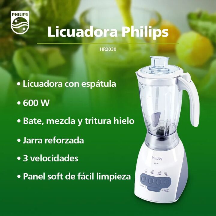 Licuadora Philips Hr2030/10 600w 2l 3 Velocidades Turbo Color Blanco - Vista 5