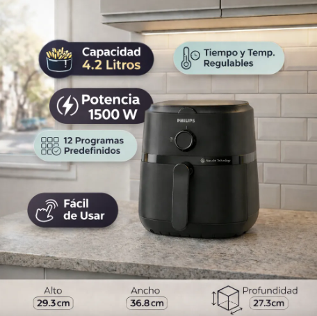 Freidora De Aire Philips Na120/00 4.2 Litros 1500w - Vista 3