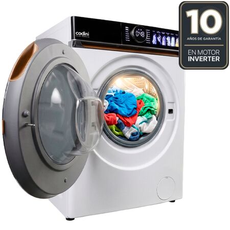 Lavasecarropas Codini BIAFB10014B 10kg A 7kg inverter 1400 rpm Color Blanco
