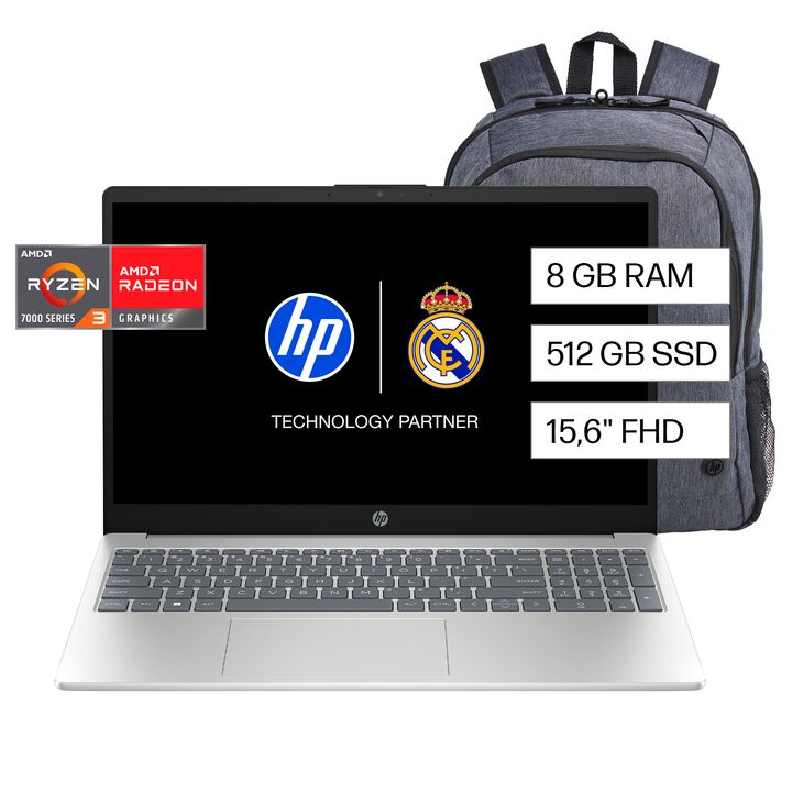 NOTEBOOK HP (15-FC0237LA) R3-7320U 8GB 512GB 15.6" FHD W11HSL (BM7K4LA#AC8) - Vista 1