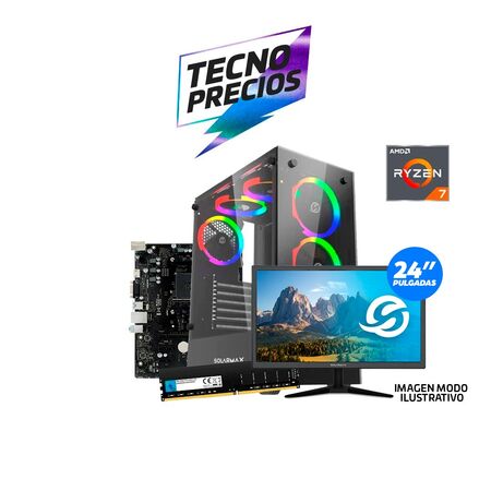 PC RYZEN 7 5700G DDR4 8GB SSD 240GB MONITOR 24" SE ENTREGA CON SISTEMA