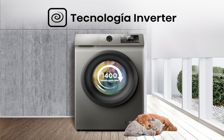 Lavarropas HISENSE WFQP8014T 8kg inverter 1400rpm gris - Vista 7