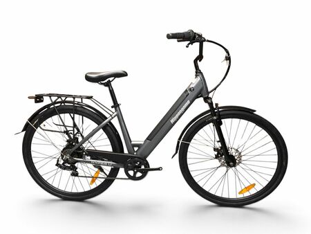 Bicicleta Electrica Nippongame Hyper U - Talle Unico - Gris - 7vel - Cuadro de aluminio bateria integrada - Frenos a discos mecanicos - Rodado 28"