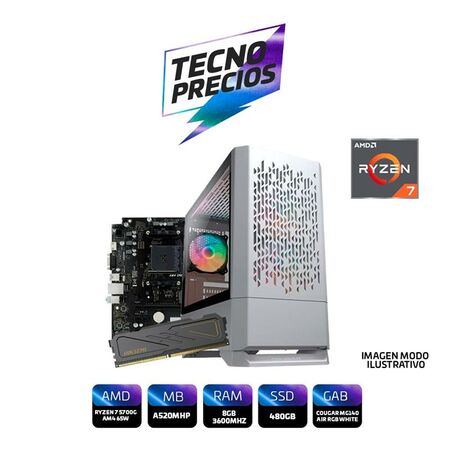 PC GAMER RYZEN 7 5700G DDR4 8GB SSD 480GB SE ENTREGA CON SISTEMA