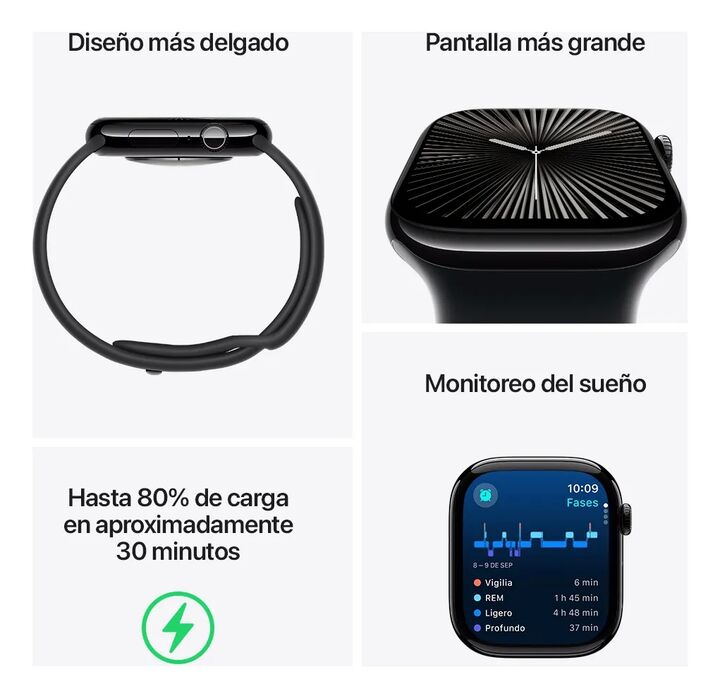 Apple Watch Series 10 GPS Aluminio 46 mm Negra M|L - Vista 4