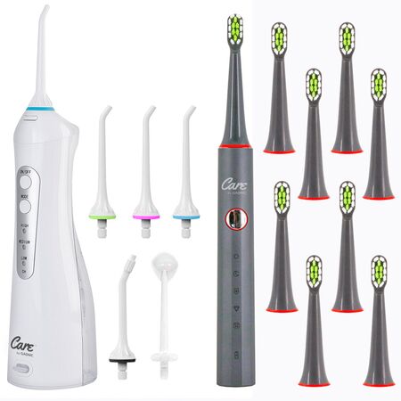 Kit de Cepillo Dental Eléctrico Negro Gadnic + Irrigador Bucal Inalámbrico Blanco