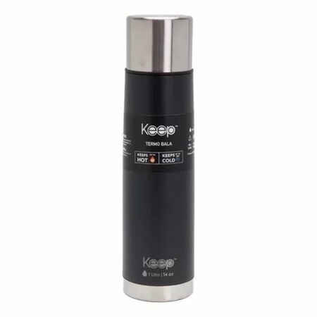 Termo Tipo Bala Rubber Keep 1000ml  Aceero Inox Color Negro