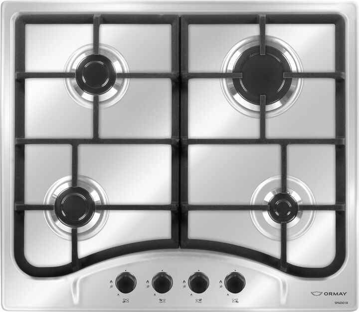 Anafe a gas ORMAY SPAZIO IX 4 hornallas acero inox rejillas fundicion - Vista principal