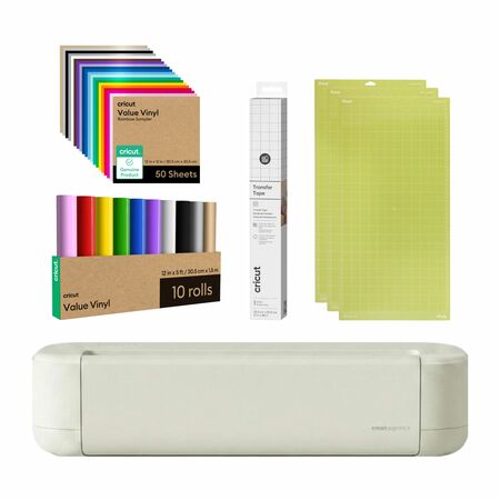 Cricut Explore 5, Vinilo Permanente x50U, Vinilo rollo x10, Cinta Transfer, Tapete STD x3