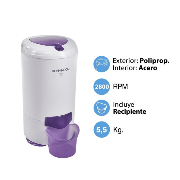 SECARROPAS KOHINOOR C-755/2 VISION - 5.5KG, BLANCO, CENTRIFUGO - Vista 2