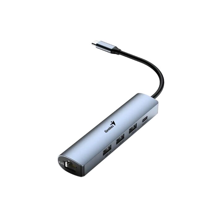Hub Genius UH-545 USB-C a USB-Cx1 USB-Ax3 TJ45x1 - Vista 2