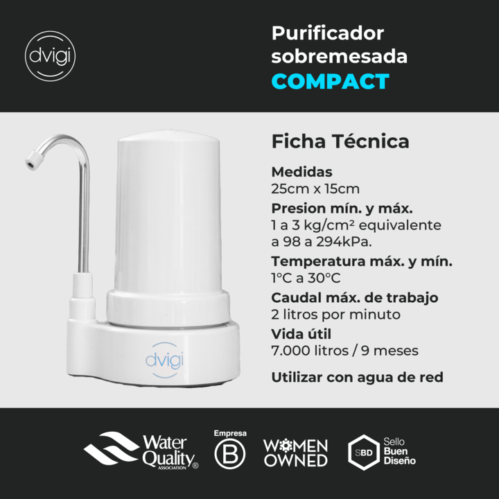 Filtro Purificador COMPACT Dvigi + 1 Filtro adicional - Vista 2