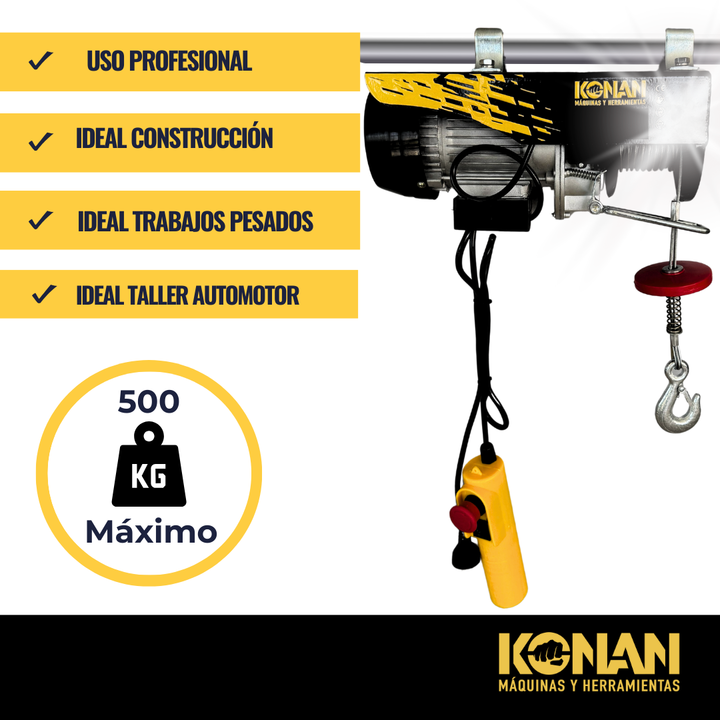 Aparejo Electrico Konan 500Kg 12 Mts Elevacion Maxima 1000W - Vista 6