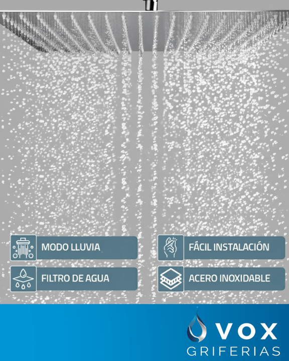 Ducha Cuadrada De Acero Inoxidable Vox Griferias De 20x20 - Vista 6