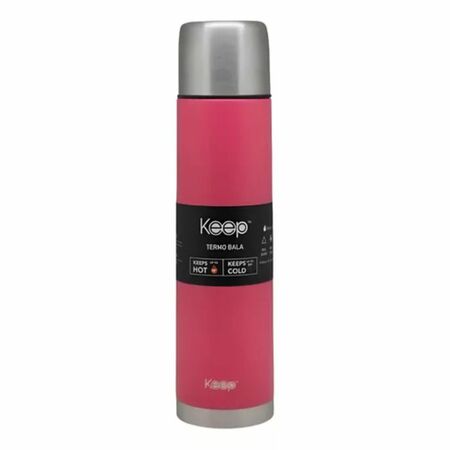 Termo Tipo Bala Rubber Keep 1000ml  Aceero Inox Color Rosa