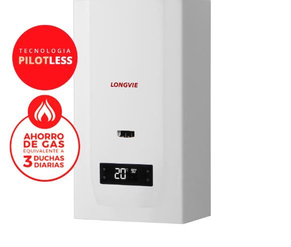 Calefon a gas LONGVIE CN615SS-E 14.5lts gas ENVASADO sin llama piloto digital - Vista principal