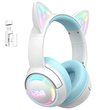 Auriculares Gamer Onikuma GT838 Triple Conexión RGB Con Micrófono (Celeste)