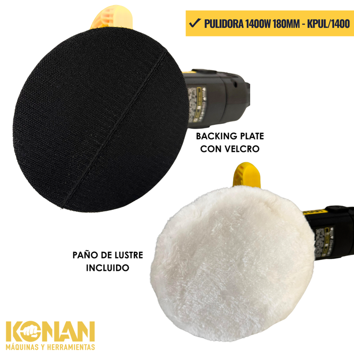 Pulidora lustradora 1400W 180mm con accesorios Konan - Vista 7