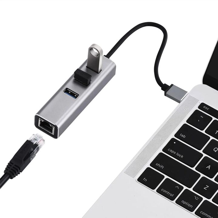 Adaptador Hub Usb A Red Rj45 Ethernet 1000mbps + 3 Usb 3.0 - Vista 2