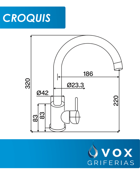 Griferia De Cocina Canilla Monocomando Vox Pico Cisne - Vista 9
