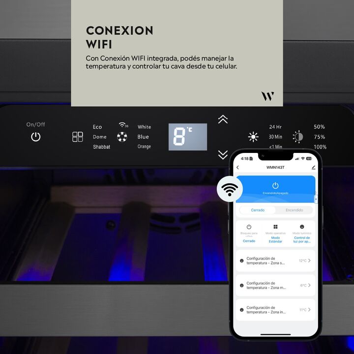 Cava Winefroz Wi Fi Luxury Edition Acero Negro 42 Botellas - Vista 2