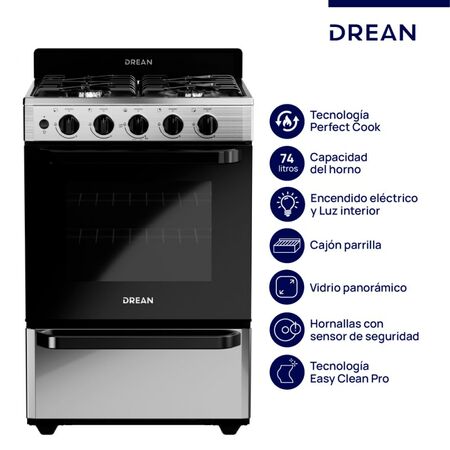 Cocina Drean Cd5603Ai0 56Cm 4 Hornallas Ix