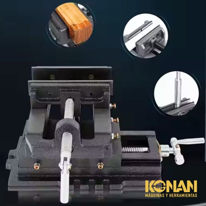 Morsa Plana En Cruz 100 Mm 4 Base Desplazable KCM/4 Konan - Vista 6