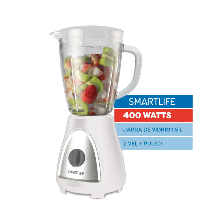 Licuadora Smartlife BL1008WPN Jarra Vidrio 1.5L 400W Bco - Vista principal