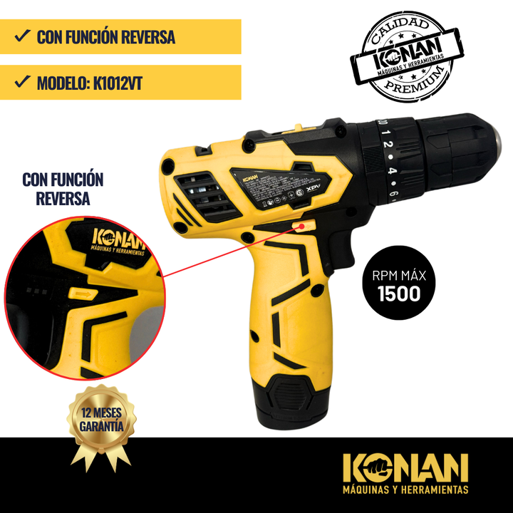 Taladro de Impacto Konan a bateria 12v Xtra Power Volt - Vista 3