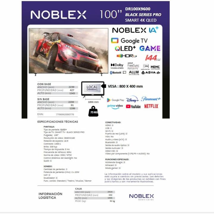 Tv NOBLEX 100 pulgadas QLED Black Series - Vista 2