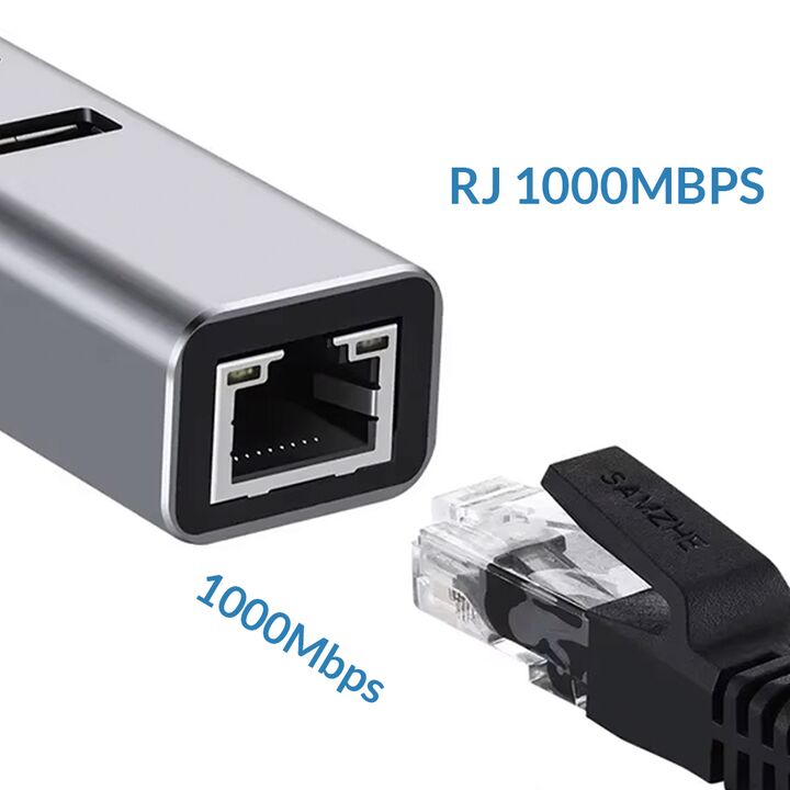Adaptador Hub Usb A Red Rj45 Ethernet 1000mbps + 3 Usb 3.0 - Vista 5