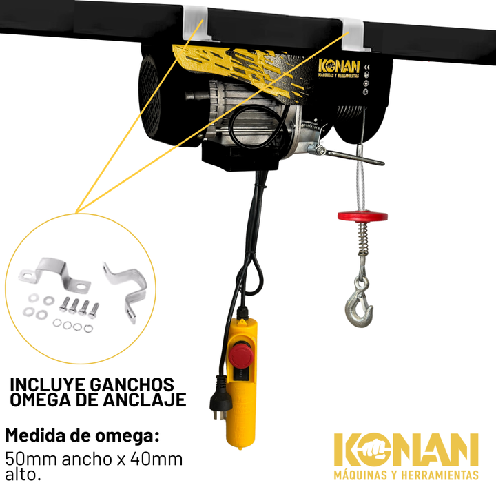 Aparejo Electrico Konan 500Kg 12 Mts Elevacion Maxima 1000W - Vista 7