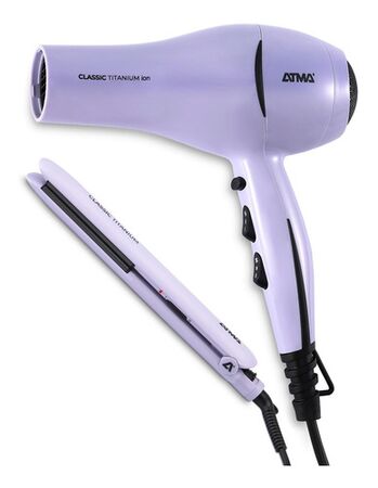 Combo Secador Y Planchita Atma Misty Lilac CK4020P