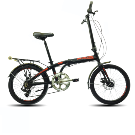Bicicleta Plegable Raleigh Curve - Negro-Rojo - Cuadro de aluminio - Frenos a disco mecanico - 6Vel. - Rodado 20"