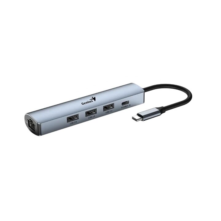 Hub Genius UH-545 USB-C a USB-Cx1 USB-Ax3 TJ45x1 - Vista 3