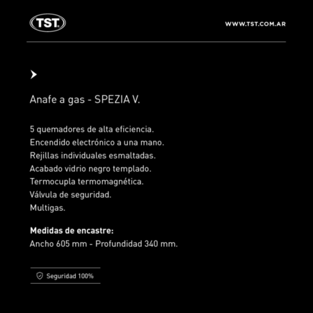 Anafe a gas TST Spezia 5 Hornallas
