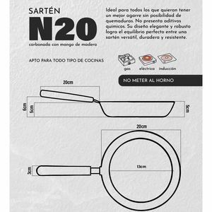 Sarten Kankay Con Mango De Madera N20 Antiadherente - Vista 1